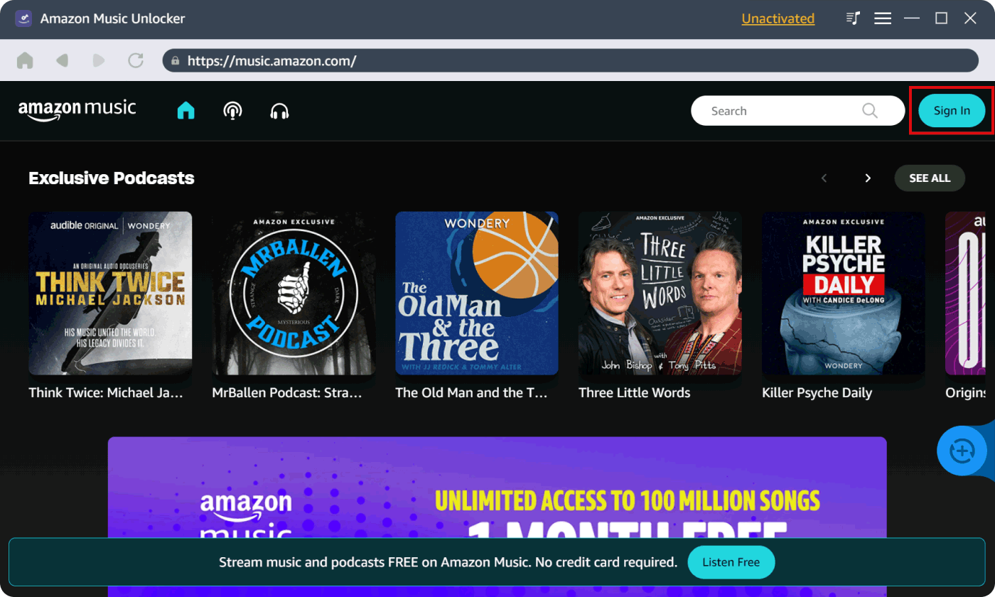 Sign In Your Account for Downloading Albums from Amazon Music