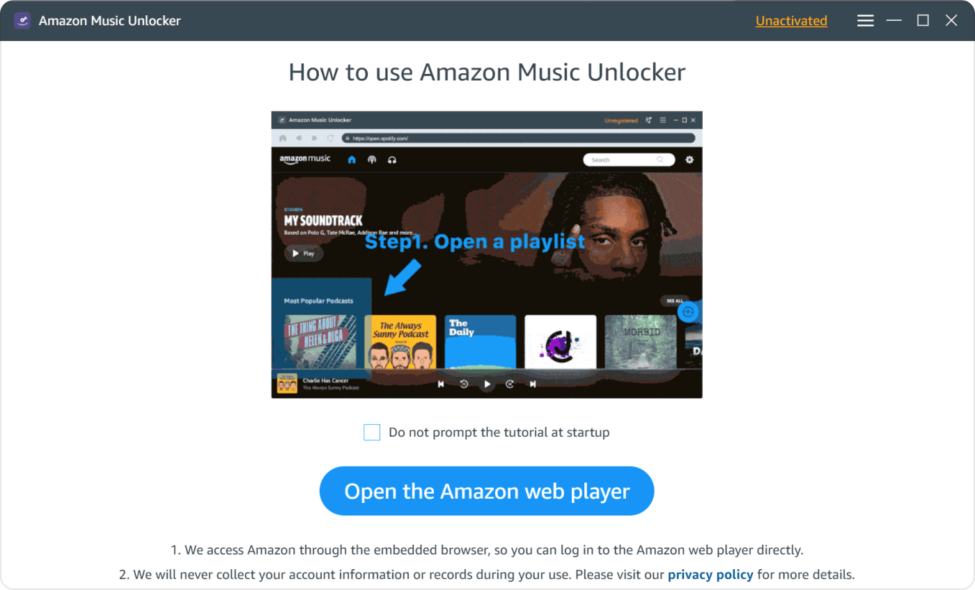 Apri Amazon Web Player