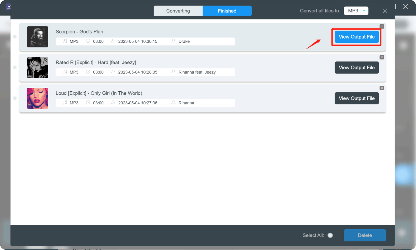 Visualizza i file di output