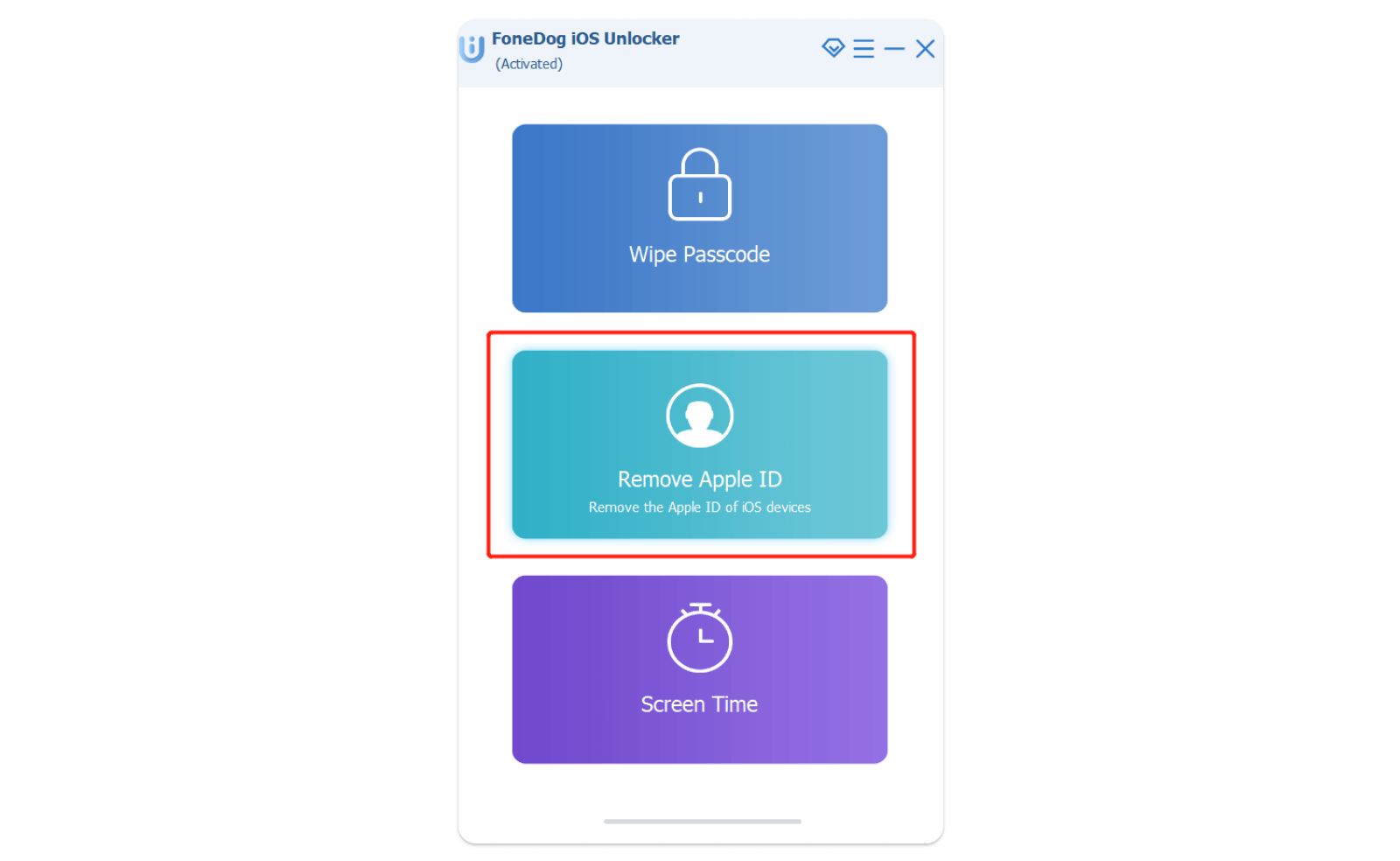 Remove Activation Lock by Choosing Remove Apple ID Mode