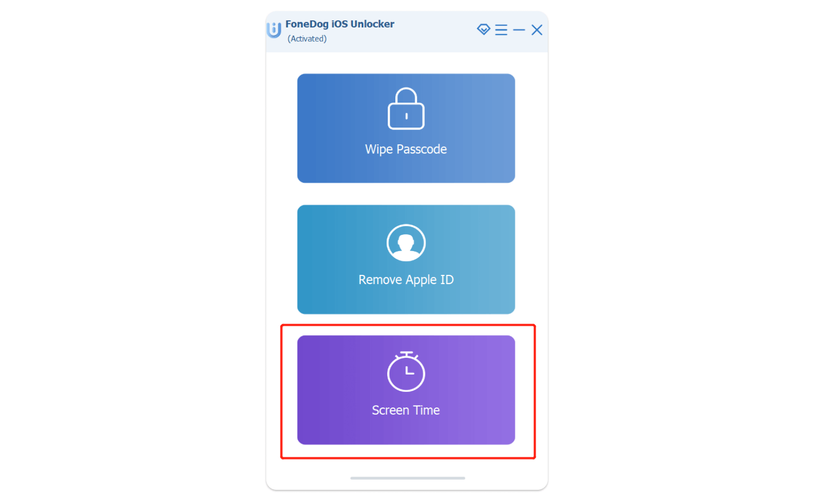 Escolha o modo de tempo de tela como iPhone Backup Unlocker Mac