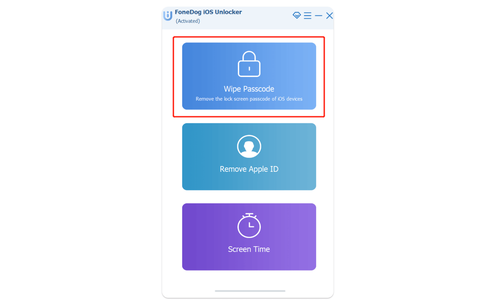 选择 Wipe Passcode Mode 作为 iPhone Backup Unlocker Mac