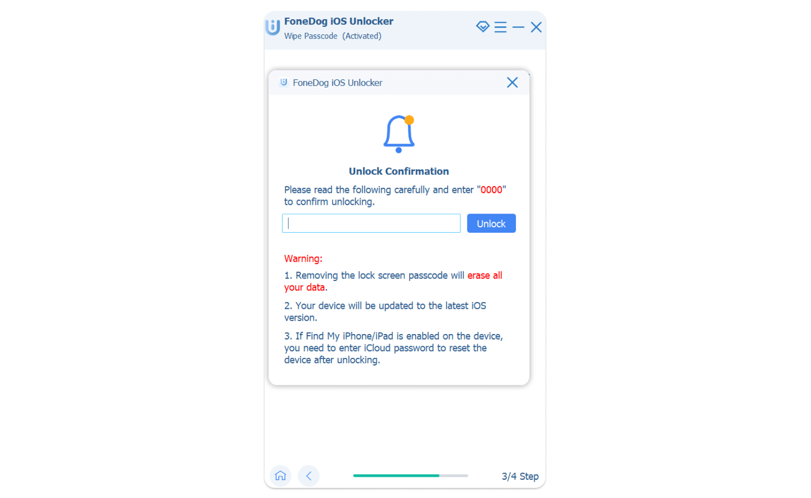 Conferma Sblocca iPhone per bypassare il passcode