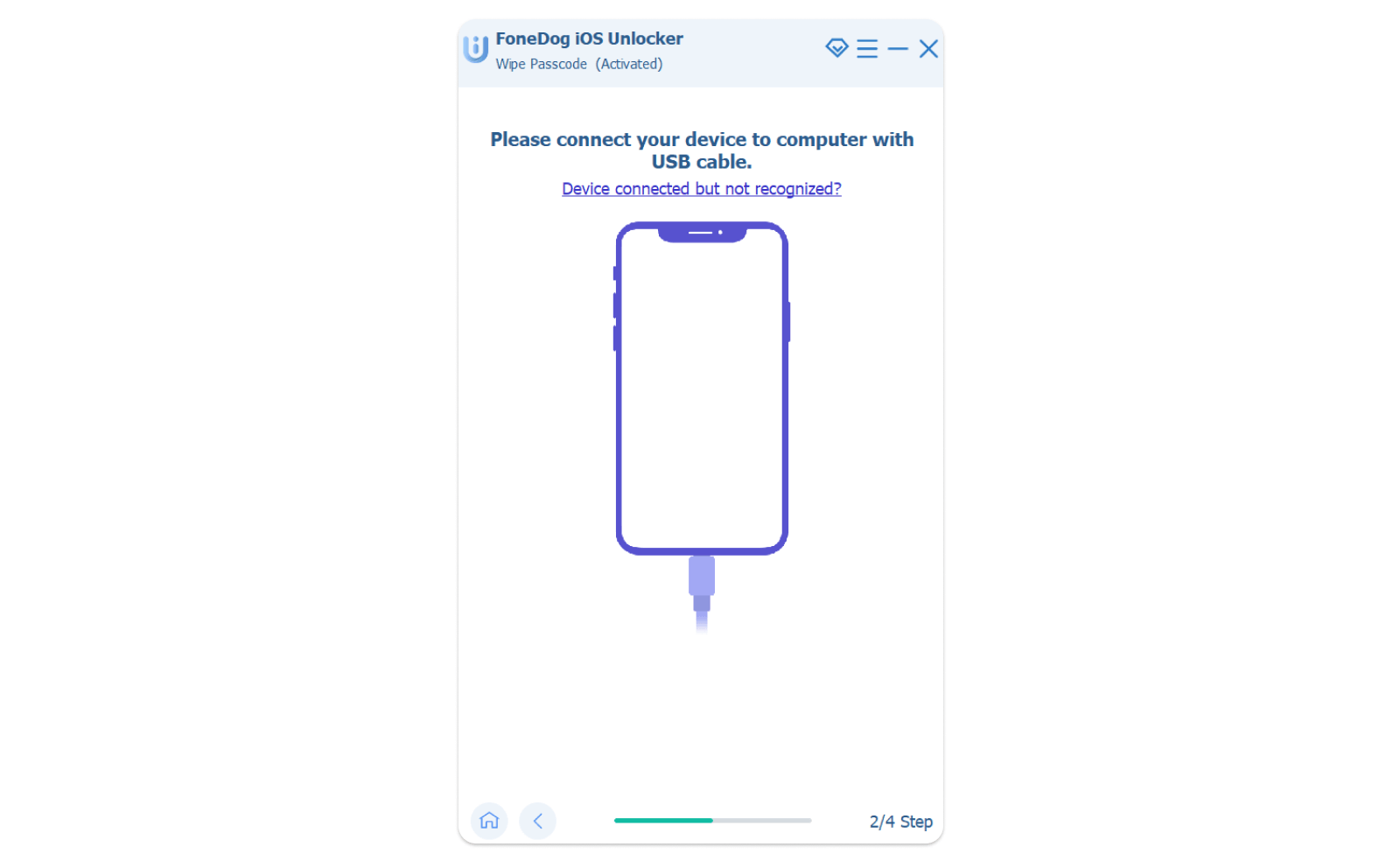 Collega il dispositivo come iPhone Backup Unlocker Mac