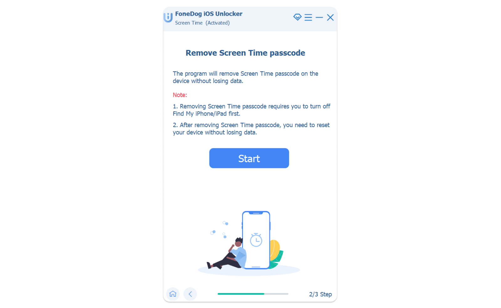 Start to Remove Screen Time Mode
