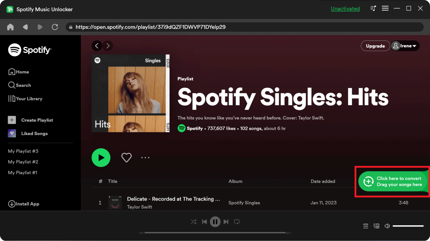 Aggiungi i brani che desideri convertire da Spotify