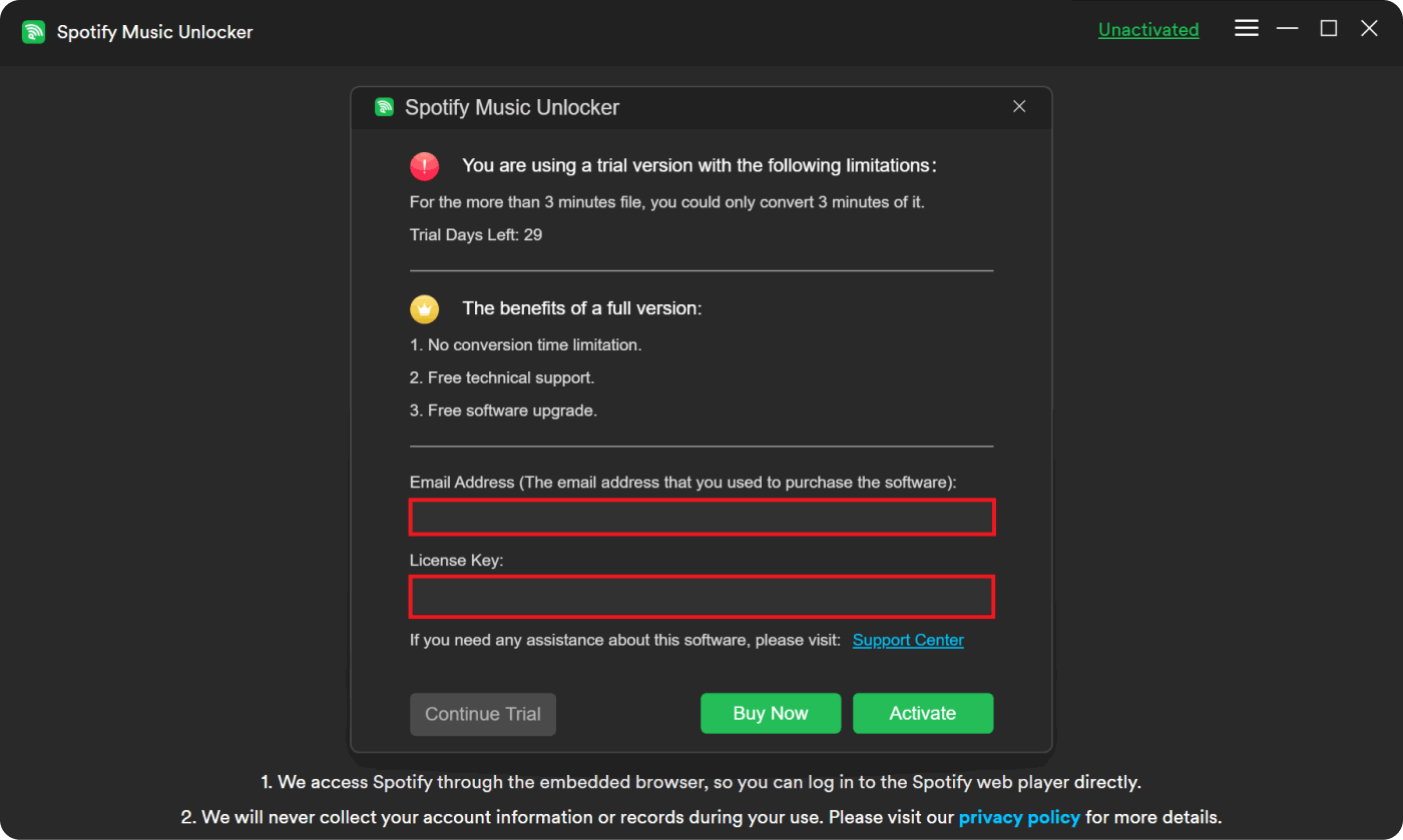 Registra Spotify Music Unlocker