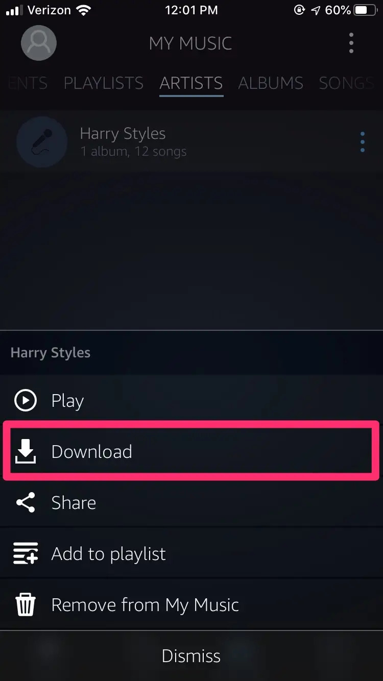 Dove viene scaricata la musica Amazon acquistata sui dispositivi mobili