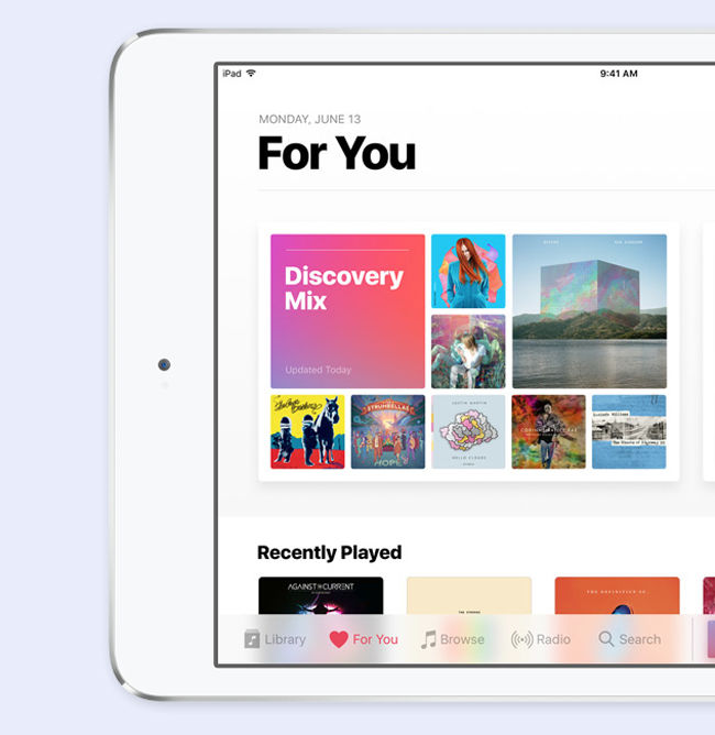 Funzionalità Apple Music per te