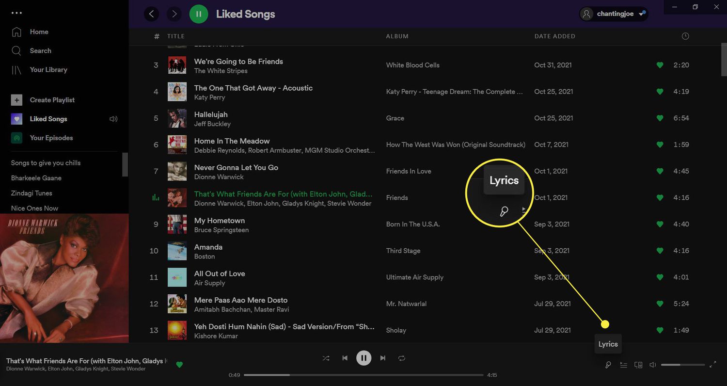 Vedi i testi su Spotify sull'app desktop