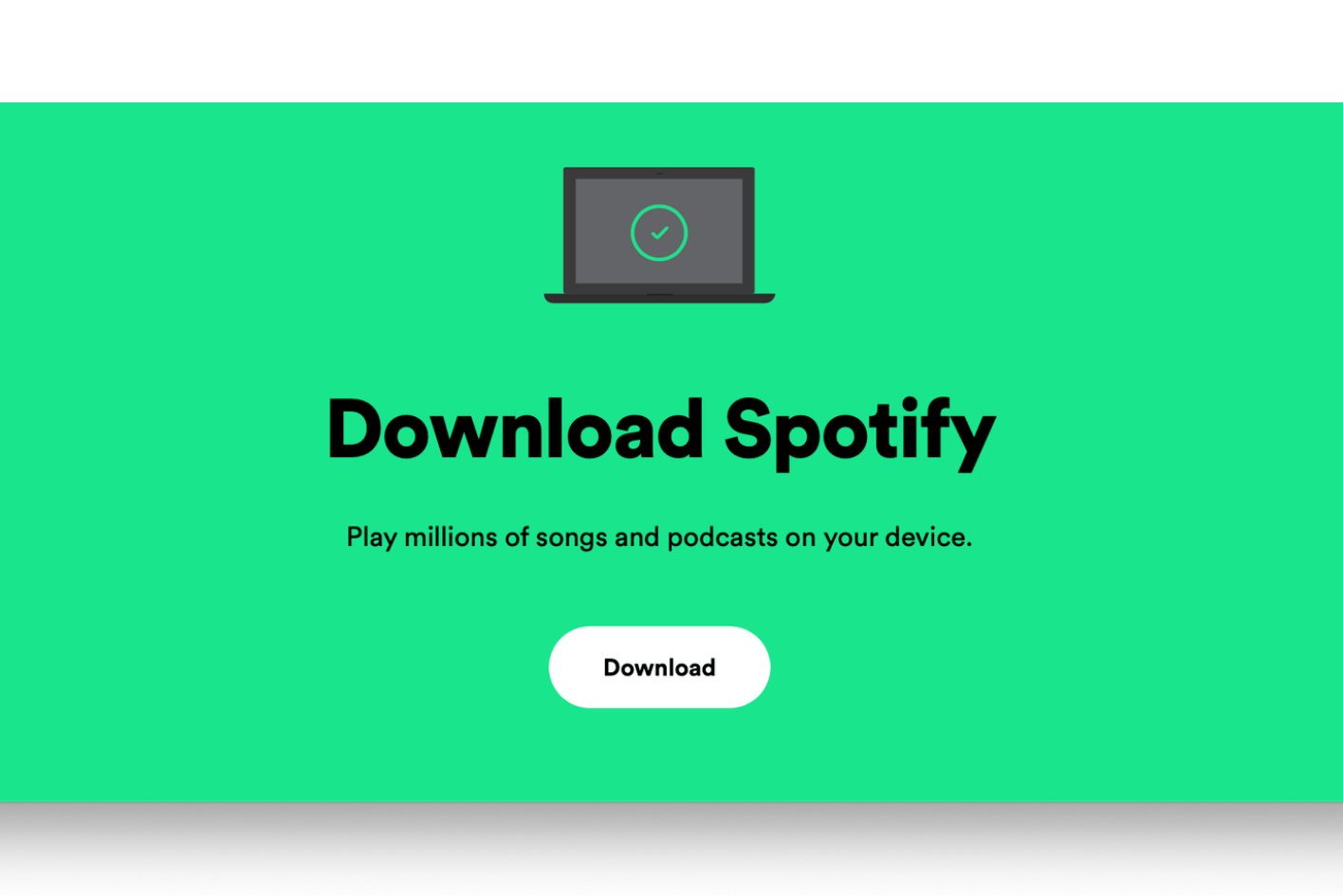 Page de téléchargement de Spotify