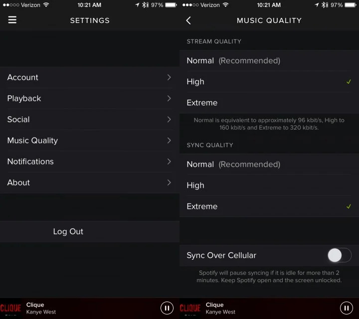 Calidad de sonido extrema de Spotify Premium