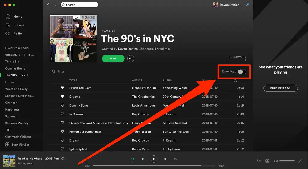 macOS에서 Spotify: 오프라인 듣기를 위한 콘텐츠 다운로드