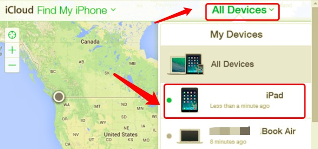 Use Find My iPhone to Fix iPad Locked up Issue