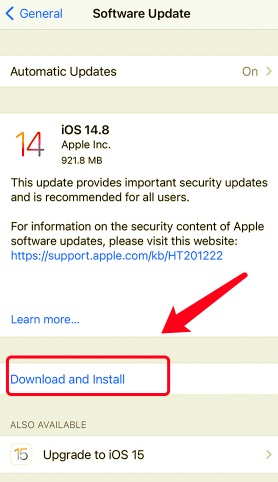 Aktualisieren Sie Ihr iOS oder iPadOS, um das Problem mit der ausgegrauten Apple ID zu beheben