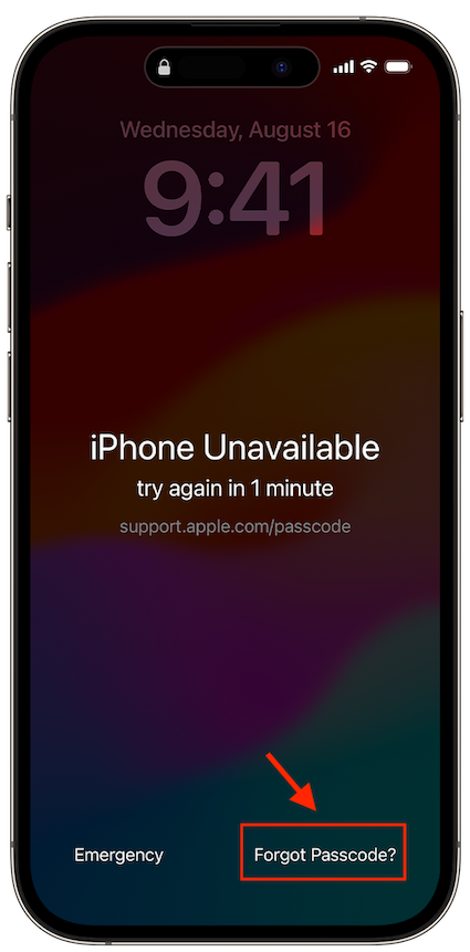Korrigieren Sie den vergessenen iPhone-Passcode mithilfe des Zurücksetzens des Passcodes