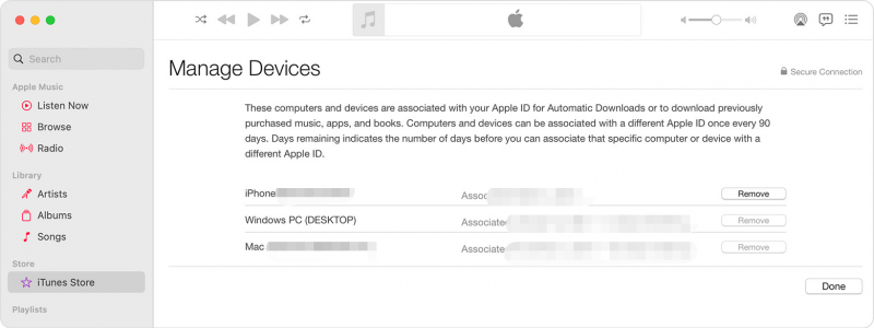 Remove Your Synced iTunes Devices