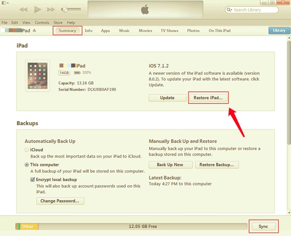 iTunesでiPadのパスワードのロックを解除する方法