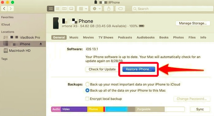 Ripristina iPhone utilizzando iTunes quando hai dimenticato il passcode