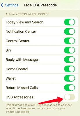 Unlock iPhone to Use Accessories via Settings