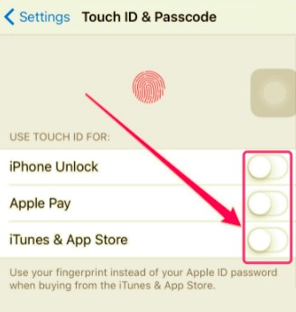 Toggle The Touch ID On And Off to Fix Touch ID Requires Passcode When iPhone Restarts