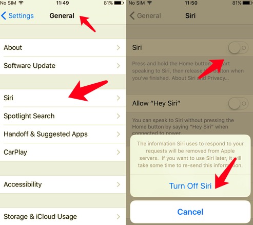 Turn off Siri to Avoid Others from Hacking Your iPhone