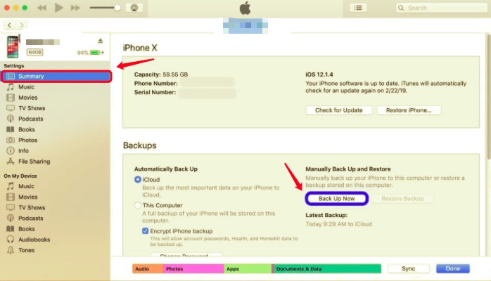 Esegui il backup di iPhone 6 tramite iTunes prima di sbloccarlo