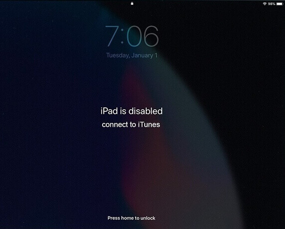 禁用時將 iPad 連接到 iTunes