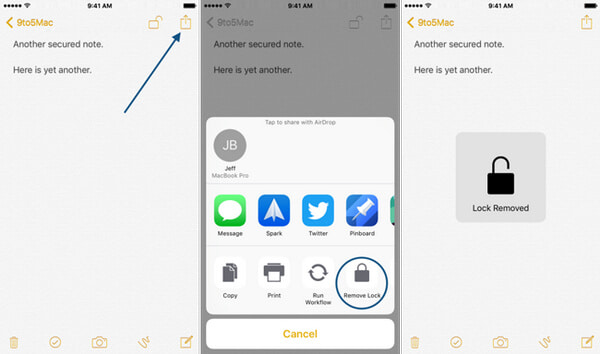 How to Remove Notes Lock