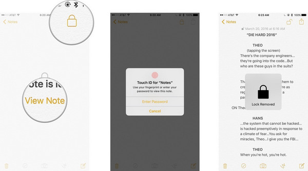 Come sbloccare le note con Touch ID