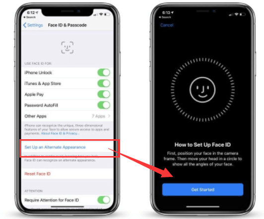 Imposta un aspetto alternativo se il tuo passcode è necessario per abilitare Face ID