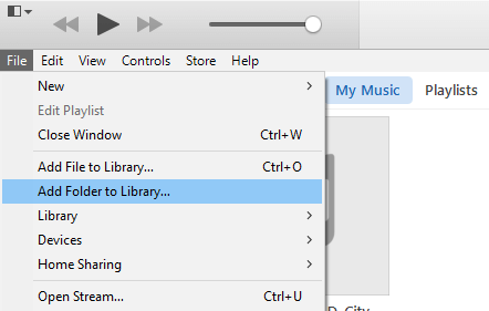 استيراد الموسيقى إلى iTunes على نظام Windows