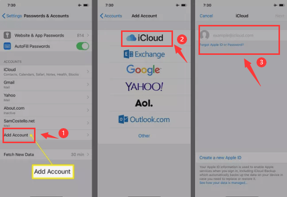 Add Account to Merge The Shared Content After The Replacement of New Apple ID
