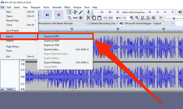 Convertitore gratuito da Spotify a MP3 - Audacity