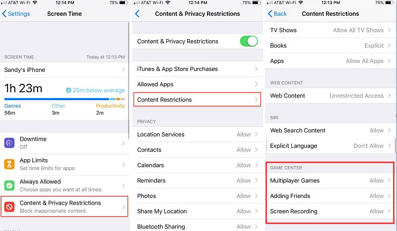 Abilita le restrizioni limitando Game Center