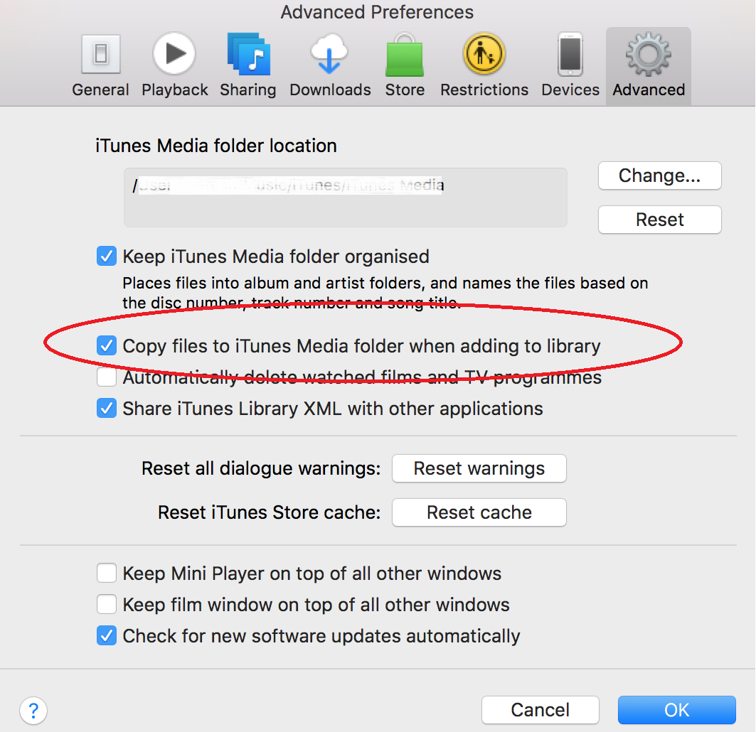 Backup della libreria iTunes sul disco rigido esterno