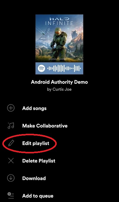 Alterar imagem na lista de reprodução do Spotify em um dispositivo móvel