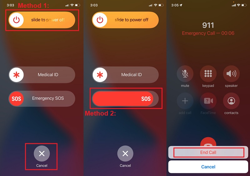 긴급 전화를 사용하여 iPhone 잠금 해제