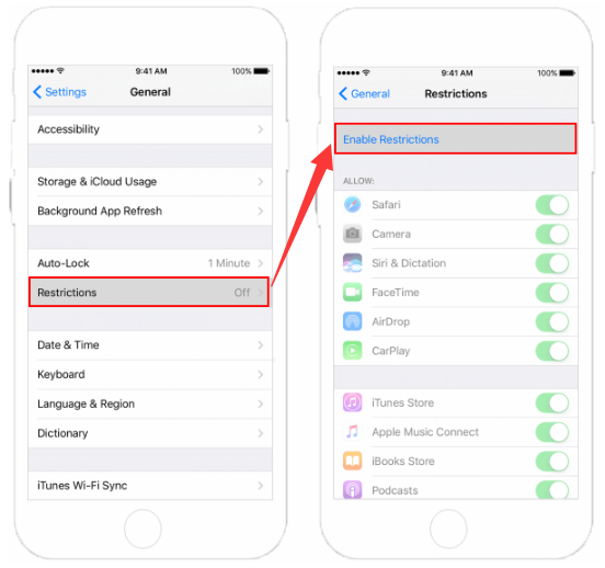 Attiva Le restrizioni su iPhone
