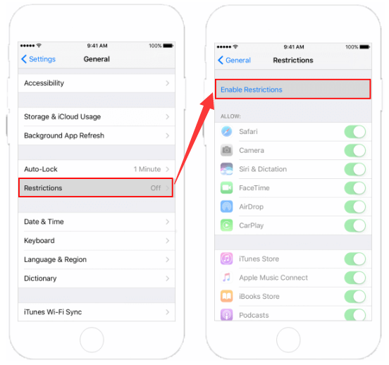 Activate The Restrictions on iPhone
