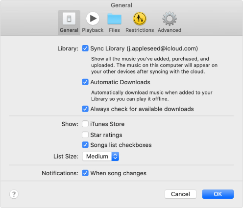 Scarica file musicali dalla tua libreria musicale iCloud