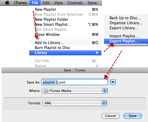 Esporta la playlist di iTunes come file XML