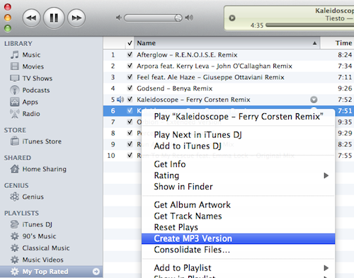 iTunes Create MP3 Version