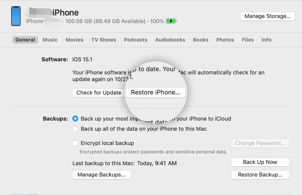 使用 iTunes 解鎖 iPhone 8 無需密碼或指紋