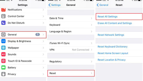 Ripristina tutte le impostazioni prima di rimuovere l'ID Apple da iPhone dopo il ripristino