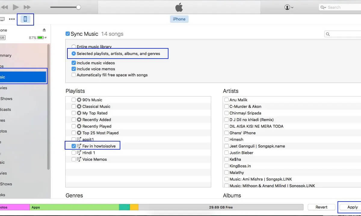 Sincronizzare la playlist di iTunes su iPhone: il metodo standard