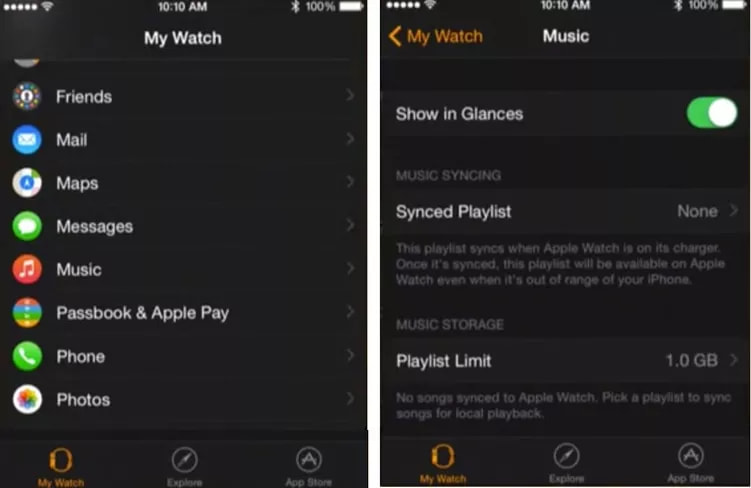 Transfira a lista de reprodução para o seu Apple Watch