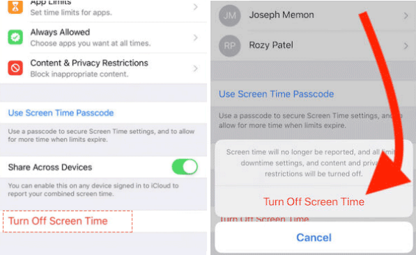 Il tempo di utilizzo deve essere disattivato quando il tuo ID Apple è disattivato
