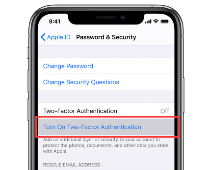 Attiva l'autenticazione a due fattori prima di rimuovere l'ID Apple da iPhone dopo il ripristino