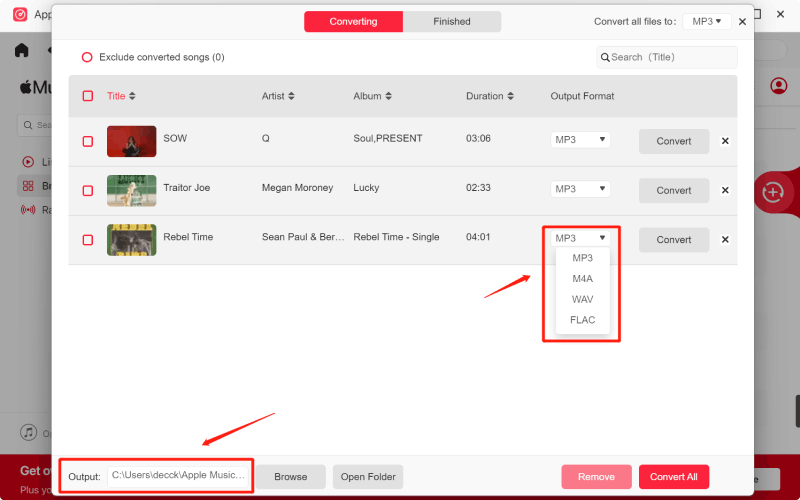 Personalizza le impostazioni di output